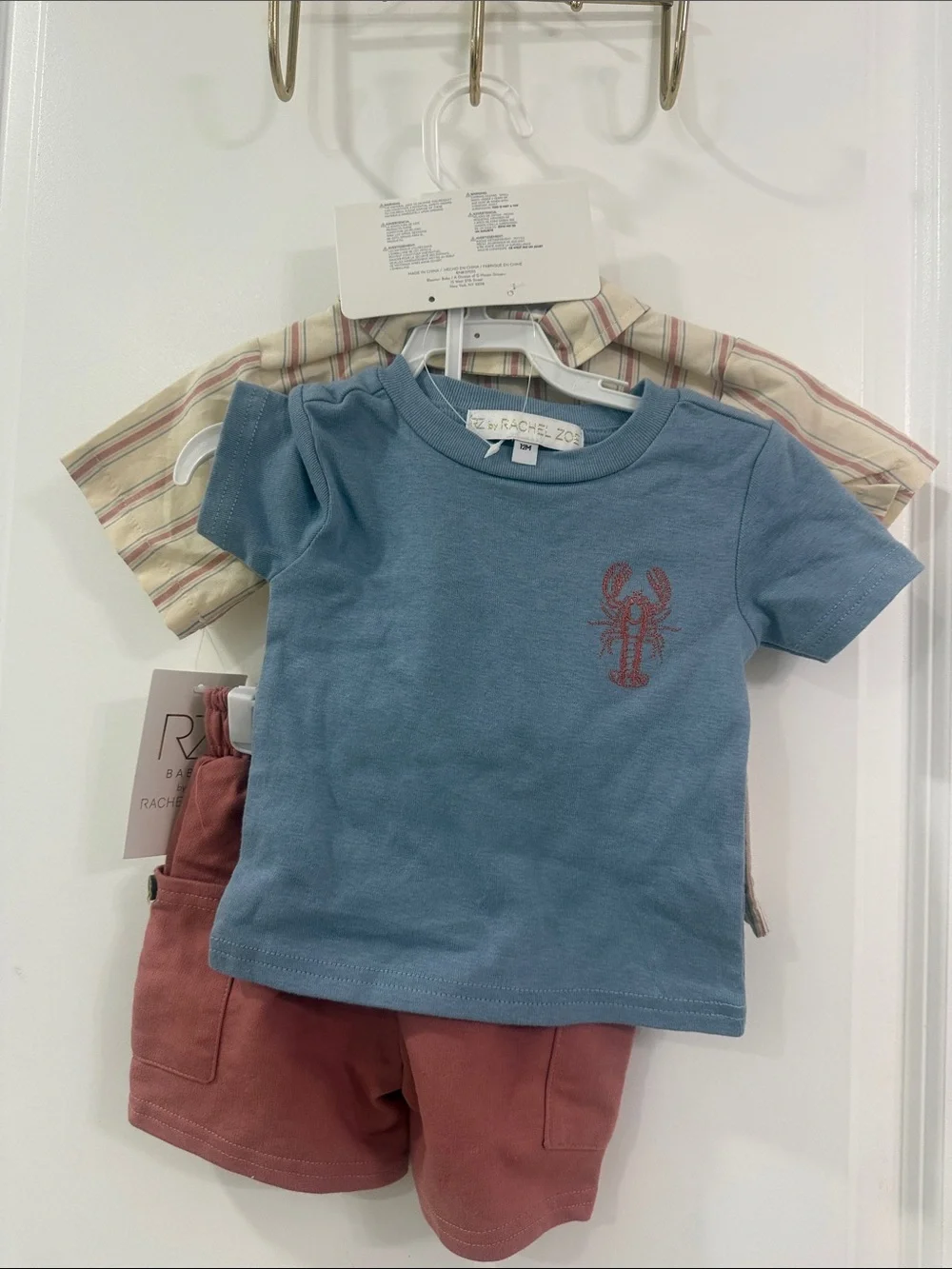 Rachel Zoe Cream Button-Front Stripe Shirt with Red & Blue Lines - Kids